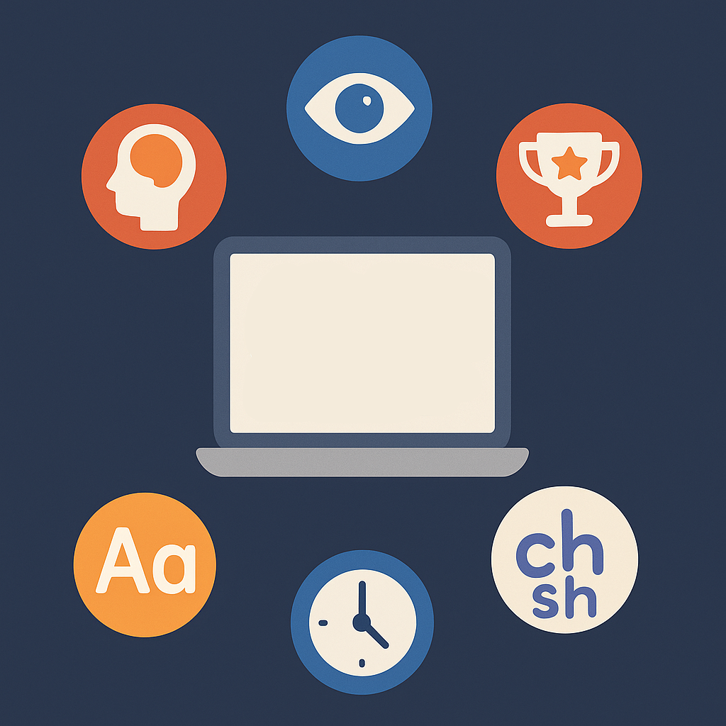 Image of a laptop surrounding by symbols representing the title