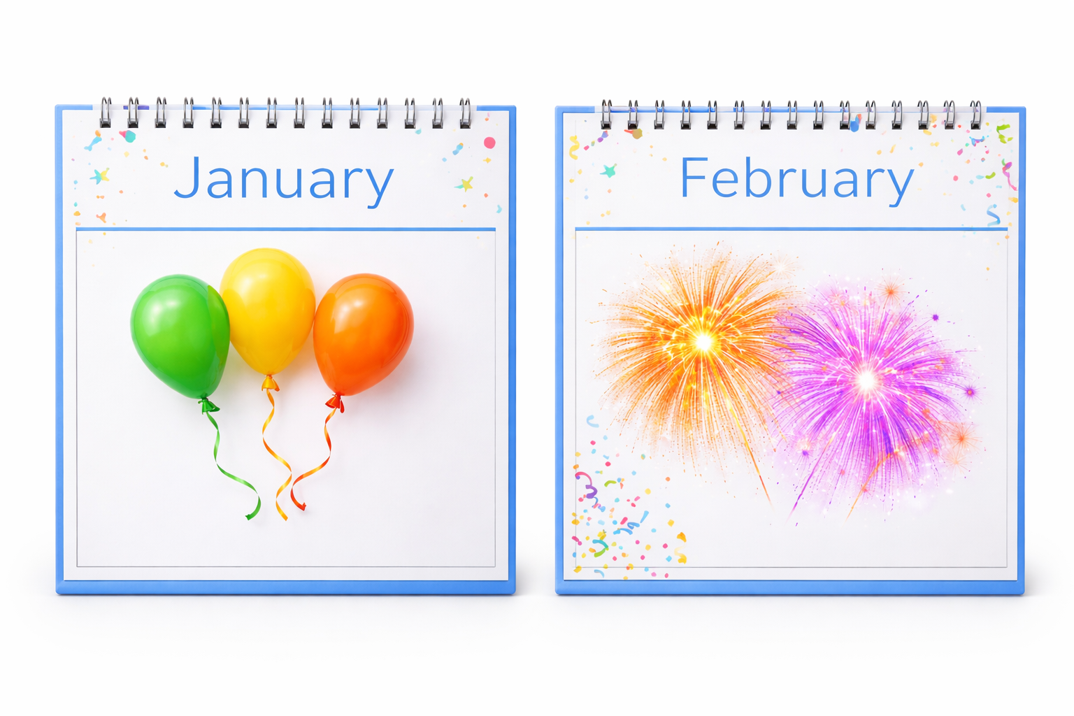 Calendar showing January and February