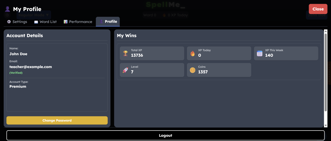 Screenshot of the updated profile settings view